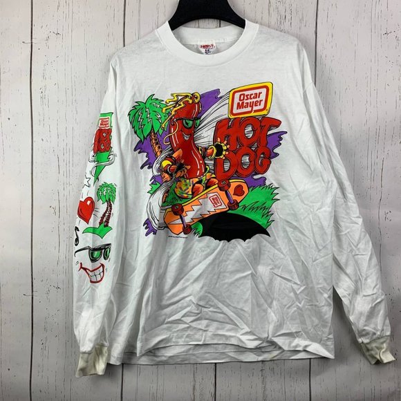 Vintage Oscar Mayer Skateboard XL HefT Long Sleeve Shirt New Men Single Stitch - Picture 1 of 11
